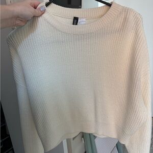 Divided Cream Knit Crewneck Sweater